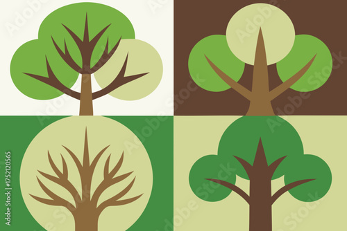 Hand drawn vector tree illustration with leaves and branches
