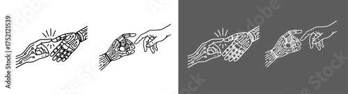 Human and AI Connection Robotic Hand and Human Touch