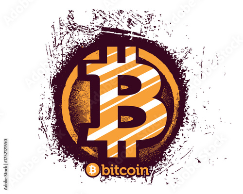 Bitcoin Cryptocurrency Digital Currency Symbol Grunge Style finance technology