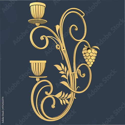Adobe Illustrator Artwork: A decorative wall candelabra designed to hold candles