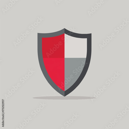 Free Download Modern shield icon in red white and gray signifying protection and security for various applications like software and finance industries - GFXLoad