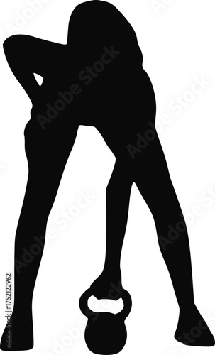 Athlete Silhouette Performing Kneeling Kettlebell Deadlift Pose For Fitness Training Image