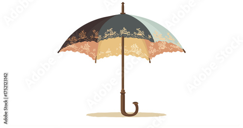 Decorative parasol illustration vintage style isolated