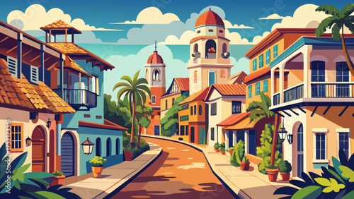 
Very beautiful colonial-style streets and ancient Spanish buildings in St. Augustine, Florida, creating a picturesque atmosphere filled with charm and timeless history.