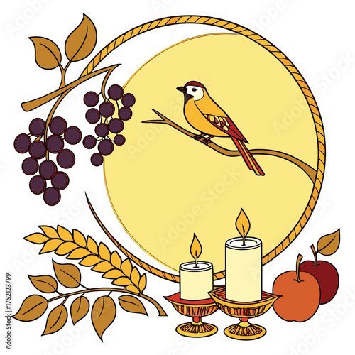 Adobe Illustrator Artwork: An illustration of harvest abundance spirituality and the cycle of life and death