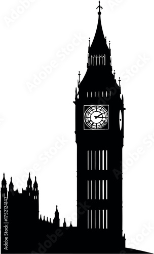 Vector art of silhouette of big ben in london, england