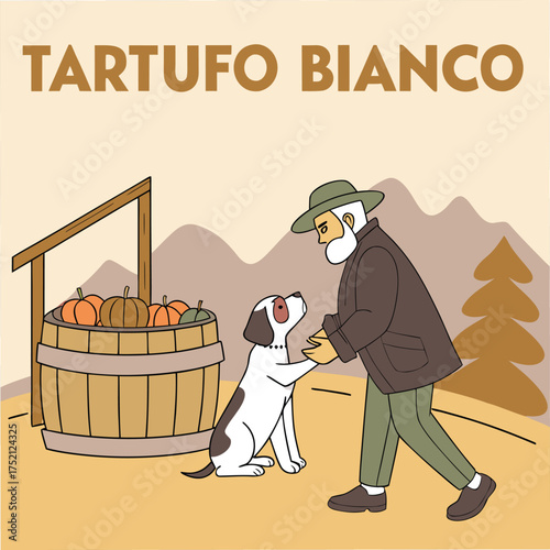 Adobe Illustrator Artwork: The International Alba White Truffle Fair is an annual food festival in Alba, Italy
