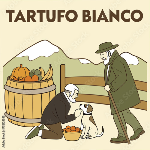 Adobe Illustrator Artwork: The International Alba White Truffle Fair is an annual food festival in Alba Italy