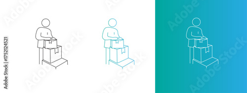 Person handling boxes on steps