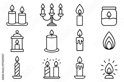Icon decorative vector collection led carved flameless floating taper jar glow candle