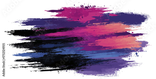 Abstract brush stroke design with vibrant color palette on black background