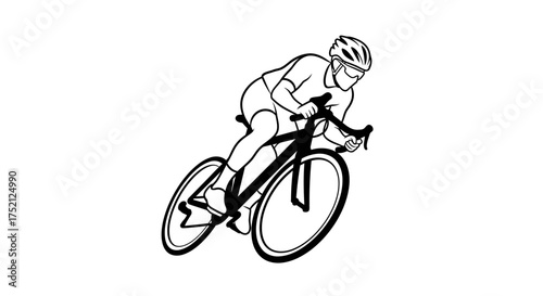 Vector art of cyclist riding a bicycle in a race or training