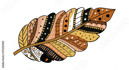 Decorative feather illustration on black background
