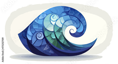 Abstract wave design in shades of blue and green