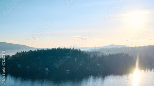 View of Beautiful Deep Cove from Quarry Rock. Indian Arm fjord. North Vancouver, BC. Canada