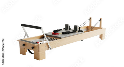 Pilates reformer machine isolated on transparent background