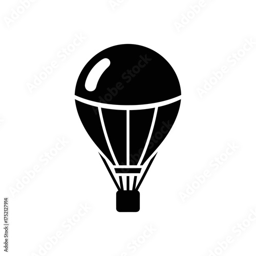 Black silhouette of a hot air balloon icon.