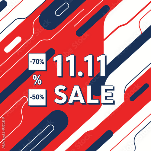 Modern Geometric Shape Discount Sale Banner Promotion for Single's Day