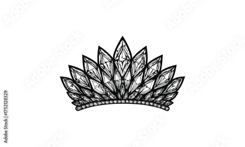 Diamond tiara illustration on black background design element