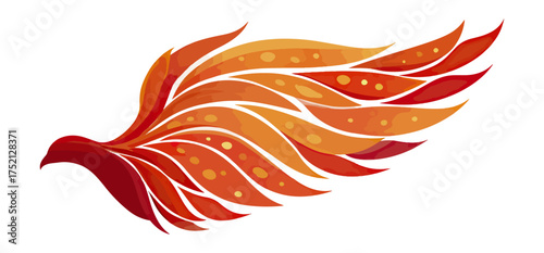 Stylized wing illustration with orange and red colors on black