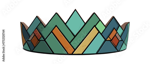 Abstract crown illustration geometric design isolated
