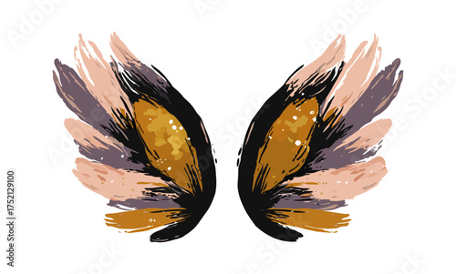 Abstract wing illustration with feather design and artistic texture