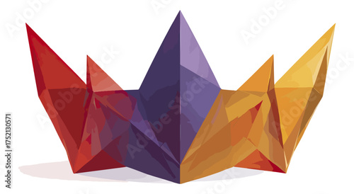 Abstract geometric crown illustration vibrant color gradient on black background