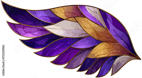 Abstract decorative wing illustration purple gold colors artistic design