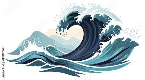 Ocean wave illustration vector graphic art design