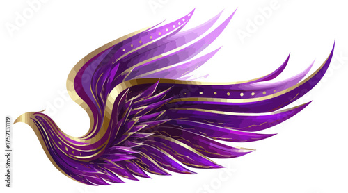 Illustration of an artistic bird with colorful wings design element isolated
