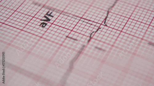 An ECG (electrocardiogram) graph, the record of the heart's electrical activity, was printed on paper.