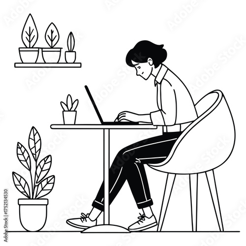 Minimalist Line Drawing Desk
