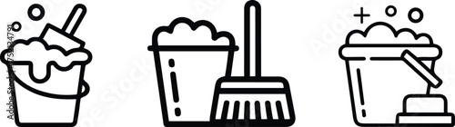 Cleaning Service, Housekeeping Line Icons Set.