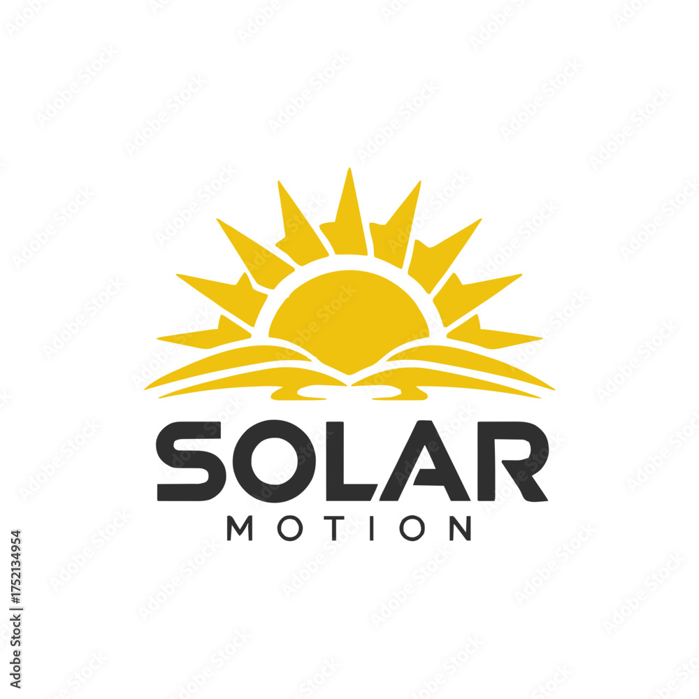 Fototapeta premium Dynamic Solar Motion logo design ideal for renewable energy, eco-friendly businesses