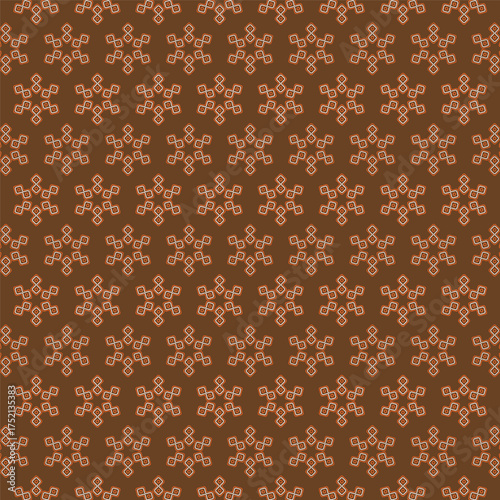 Seamless Geometric Hexagonal Star Pattern with Interconnected Squares on Dark Brown Background – Modern Tessellation Design