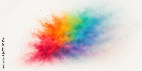 Abstract fiery orange and red watercolour paint splash texture on a blue paper background