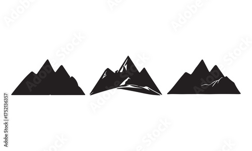 Collection of Hand-Drawn Mountain Peaks and Hill Silhouettes