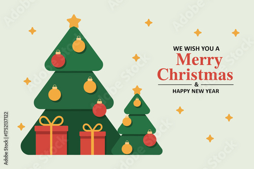 Download free christmas tree vector with gifts and ornaments for holiday card