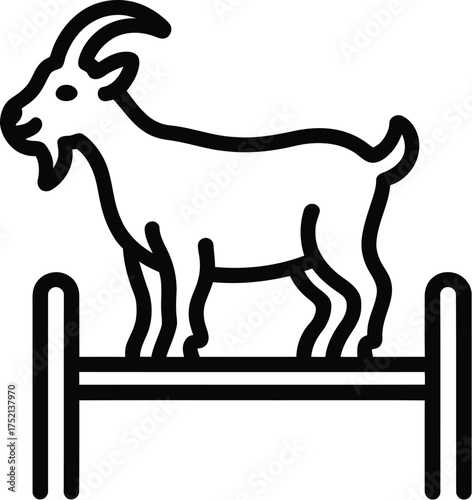 Goat jumping outline vector illustration farm animal livestock graphic design