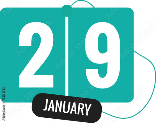 29 January Daily Calendar Icon 3d style red and white with light blue background