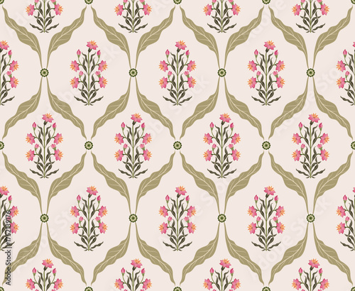 Vector Hand drawn colourful geometric flowers Motifs African boho paisley, seamless patterns with floral for fabric Ethnic Indian Pattern, textiles, clothing, wrapping paper, backdrop, banner.
