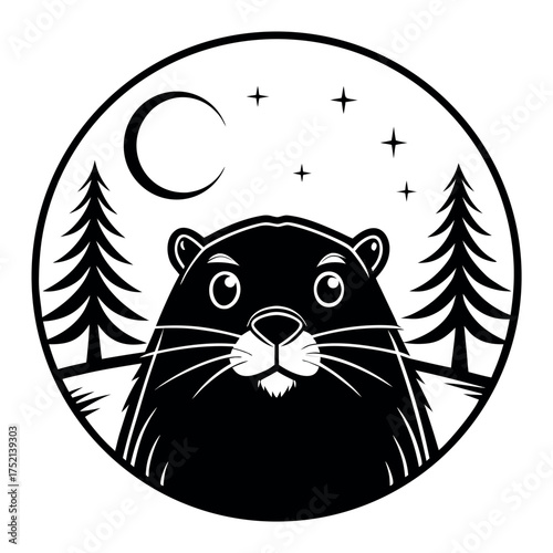 Groundhog Day black color design, solid white background (7).eps