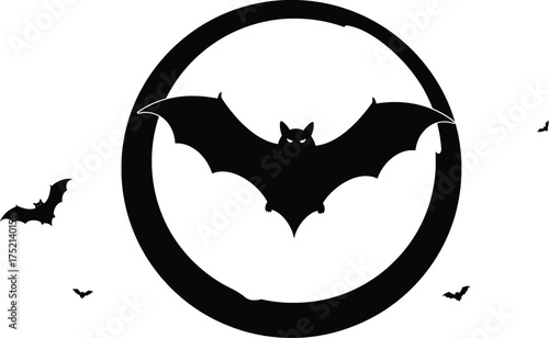 Halloween Celebration, Spooky Bats, Dark Night, Graphic Design, Enchanting Atmosphere, Artistic View, Halloween-themed Silhouettes of Bats