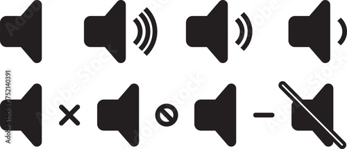 Volume icon set. Speaker icon set. volume icon vector. speaker icon set. full, low, Medium noise icons symbol. sound level. silent signs 