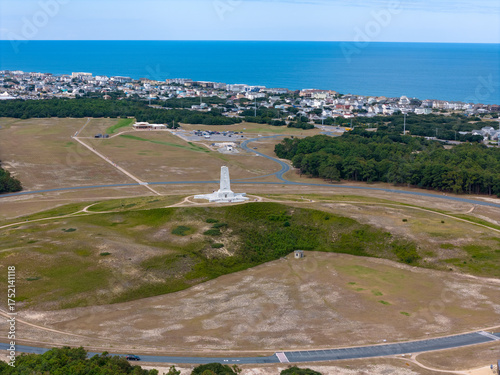 Wallpaper Mural Aerial View Of Circular Road Loop Surrounding Hilltop Wright Brothers Monument With Outer Banks Coastline In Distance Torontodigital.ca