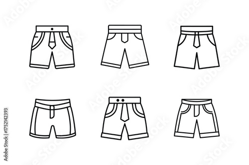skater shorts line art vector illustration