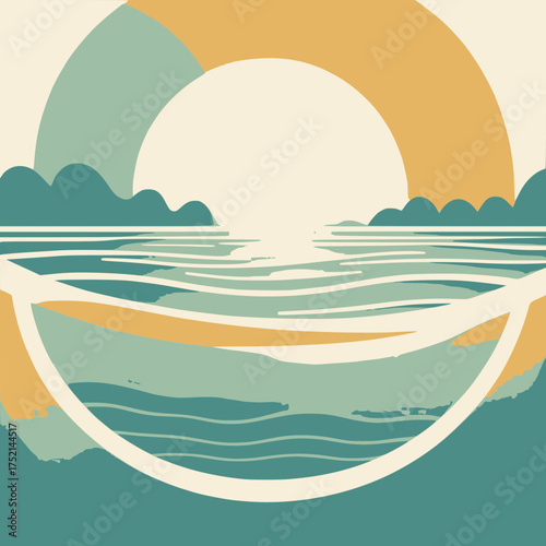 Tranquil Sunrise Over Gentle Waves Reflecting Warm Sky Colors Creating a Peaceful Coastal Horizon