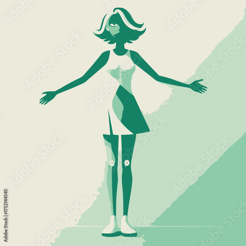 Animated character with green skin and white dress facing forward with arms outstretched