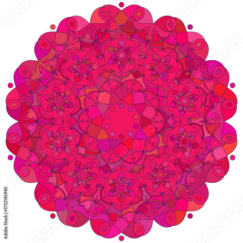Asian colorful floral mandala. Vector ethnic circular ornament. Stylish design in green shades