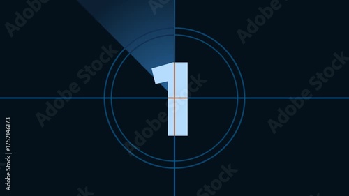 Retro countdown 5 to 0 seconds animation isolated on dark background